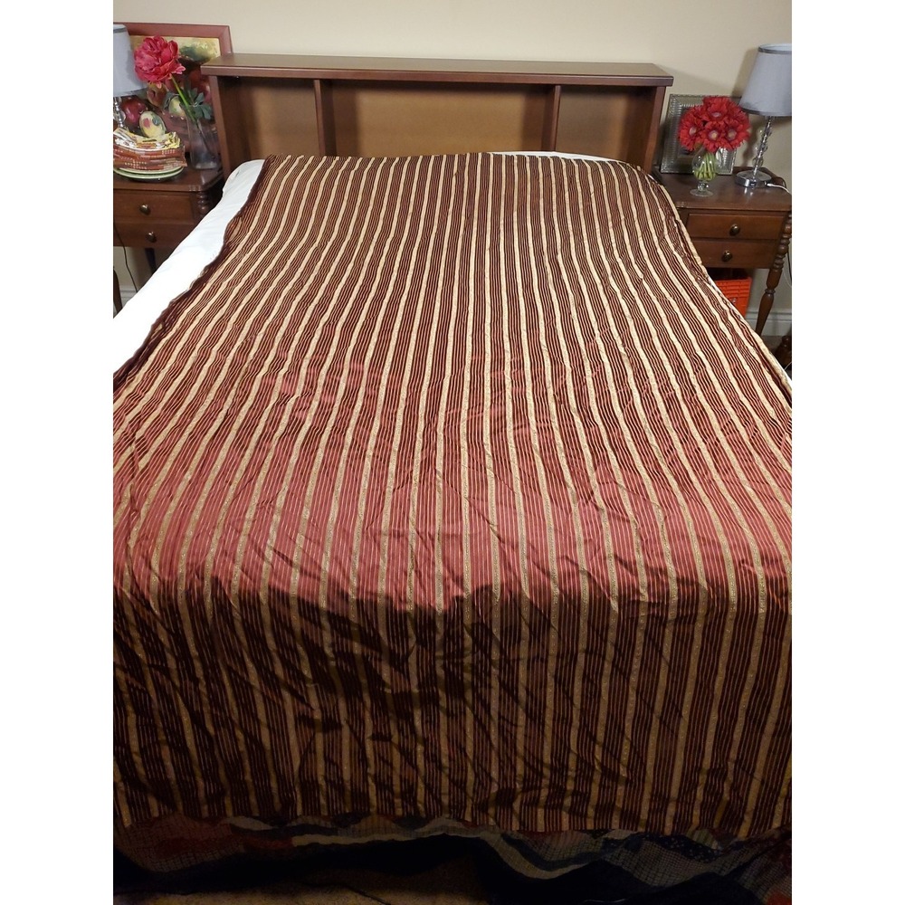 Rodeo Home Maroon & Gold Striped Curtain Panel 54x90 RN#109312 Top Rod Sleeve